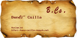 Benő Csilla névjegykártya